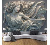 Papier Peint Une Femme Aux Longs Cheveux Ondulés, Art En Relief Élégant Beige Papier Peint Panoramique, Pour Salon Chambre Chambre D'Enfant Tapisserie Murales Décoration Murale, 300 x 210 cm