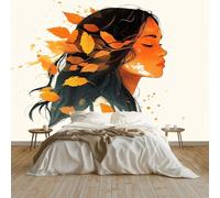 Papier Peint Une Fille Indienne S'En Va Papier Peint Panoramique Mural 250x175 cm Affiche Géante Décoration pour Salon Chambre Chambre D'Enfant Décoration Murale, Crème