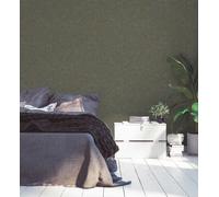 Papier Peint Uni Avec Motif De Couleur, Look Vintage - Marron, Vert