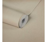 Papier Peint Uni Beige Textil Aspect & Effet Scintillant Doré Beige Vlies 530 mm