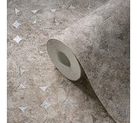 Papier peint vert-gris, imitant un mur en béton avec un motif gaufré brillant, vlies, rouleau : 10,05 m x 0,53 m (5,33 m²), TA-305396564