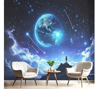 Papier Peint Univers Ciel Étoilé 308X220 Cm Photo Mural Paysages Personnages D'Anime Porte Mural Décoration Bureau Wallpaper Papier Peint Murale Salon Wallpaper Panoramique Bleu Foncé