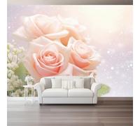 Papier Peint Usine Panoramique 3D Rose Rose Gypsophile Grandes Murales Poster Pour Salon Adulte Chambre D'Enfants Étude Maison Décoration Intérieure 250 X 175 Cm