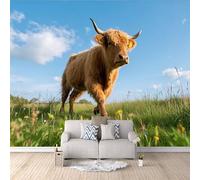 Papier Peint Vache Des Highlands 250x175 cm Papier Peint Panoramique Effet 3D, Peinture Murale intissé Grande Nature Paysage, pour Moderne Salon Chambre TV Fond