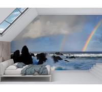 Papier Peint Vagues déferlantes, Papier Peint Panoramique Lac océan Autocollant, Grand Poster Mural Décoration pour Salon, Chambre, 400x280cm - Décor tropical M21