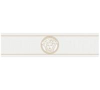 Papier peint Versace Papier Peint Design Greek Papier peint intissé 5.00 m x 0.13 m Or Blanc Made in Germany 935223 93522-3