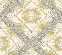 Papier peint Versace Papier Peint Design Vasmara Papier peint intissé 10.05 m x 0.70 m Gris Or Crème Made in Germany 349042 34904-2