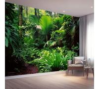 Papier Peint Vert - 400 x 280 cm Papier Peint Intissé Adhésif, Tropical Palmiers Fougères thème Panoramique Déco Mural Tableaux Muraux - pour Salon Chambre D'Enfant Tapisserie Photo