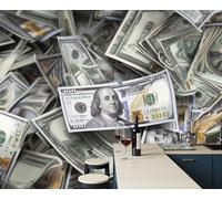 Papier Peint Vert Panoramique Réalisme Finance, Non-Tissé Billets De Dollars Américains Poster Tableaux Muraux Tapisserie Photo, pour salon Chambre Intérieure Murale décoration 300 x 210 cm