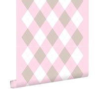 papier peint vichy rose doux 53 cm x 10.05 m - ESTAhome
