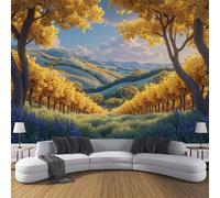Papier Peint Vignobles Français 300×210cm Papier Peint Panoramique Effet 3D, XXL Peinture Murale Poster intissé Montagnes D'Automne, pour Chambre Salon TV Fond