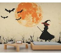 Papier peint vintage d'Halloween avec lune de sang, chauve-souris, décoration murale, ne se décolle pas et ne colle pas, pour salon, chambre à coucher, 400 x 280 cm