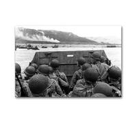 Papier Peint Vintage du débarquement en Normandie - Peinture décorative sur Toile - Affiche d'art Mural - Image Classique pour décoration de Salon - 50 x 70 cm - sans Cadre