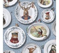 Papier peint vintage insolite avec animaux encadrés, parfait pour les chambres, les couloirs, les toilettes ou les salons en bleu doux Holden 13941