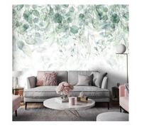 Papier Peint Vinyle Expansé Panoramique Vert Fleurs Feuilles 254x184 cm Chambre Salon Photo Non Tissé Muraux Trompe l'oeil