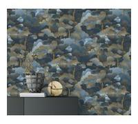Papier peint vinyle intissé arbres bleu L.1005 x l.53cm, Erismann Grove
