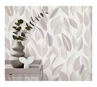 Papier peint vinyle intissé feuillage gris, beige L.1005 x l.53cm, Erismann Foliage