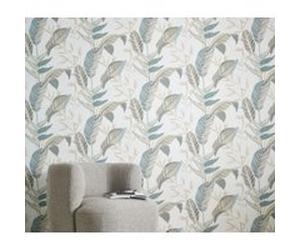 Papier peint vinyle intissé feuilles beige, vert kaki L.1005 x l.53cm, Erismann Autumn