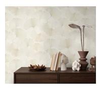 Papier peint vinyle intissé feuilles de ginko beige crème L.1005 x l.53cm, Erismann Ginko dream