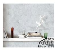 Papier peint vinyle intissé feuilles gris argenté L.1005 x l.53cm, Erismann Shine