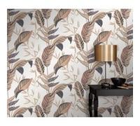 Papier peint vinyle intissé feuilles marron, or L.1005 x l.53cm, Erismann Autumn