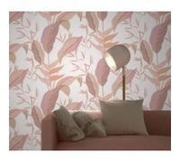 Papier peint vinyle intissé feuilles roses L.1005 x l.53cm, Erismann Autumn