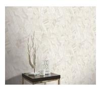 Papier peint vinyle intissé feuilles tropicales beige et blanc cassé L.1005 x l.53cm, Erismann Serenade