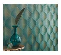 Papier peint vinyle intissé graphique 3D bleu pétrole L.1005 x l.53cm, Erismann Prisma