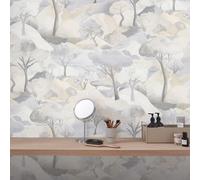 Papier Peint Vinyle Lavable Texturé Arbres Paysage Doux Beige Erismann 10433-02