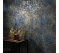 Papier Peint Vinyle Marine / Or Luxe Béton Elle Décoration Texturé 10438-08