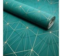 Papier peint vinyle sur intissé - Art déco - Bleu motif géométrique or decoweb.com - Rouleau(x)