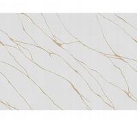 Papier peint vinyle sur intissé, imitation marbre, blanc et or, 10 m²