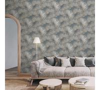 Papier Peint Vinyle Bleu Opulenza RASCH 659764 Décor Classique Pour Salon