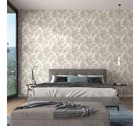 Papier Peint Texturé Floral En Vinyle Taupe Effet 3D Feuille Erismann 10402-37