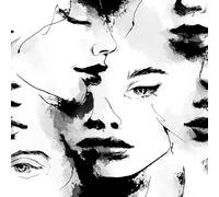 Papier peint Visage Humain Dessiné à La Main épais mat 44x200 cm à décoller et à coller Résumé Art papier de contact autocollant en plastique avec dos adhésif couverture de plan de travail table