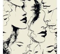 Papier peint Visage Humain Dessiné à La Main épais mat 44x300 cm à décoller et à coller Résumé Art papier de contact autocollant en plastique avec dos adhésif couverture de plan de travail table