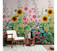 Livingwalls 398831 Papier peint photo intissé Motif fleurs rose, vert, jaune 3,71 m x 2,80 m Fabriqué en Allemagne