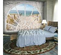 Papier peint Window View Beach-Taille L 350 x H 245 cm Imprimé G