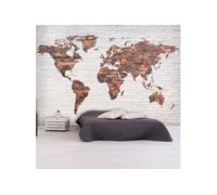papier peint - world map: brick wall - - 250x175
