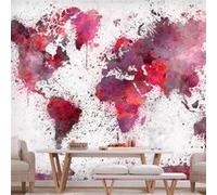 papier peint - world map: red watercolors - artgeist - 400x280 G