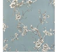 Papier Peint - World of Wallpaper - 900102 - Oiseaux Chinois - Bleu Ardoise - 10,05 m x 53 cm
