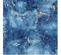 Papier peint - World of Wallpaper - WOW087 - Vinyle épais - Marbre Bleu/Or - Lavable