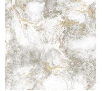 Papier peint - World of Wallpaper - WOW088 - Vinyle épais - Marbre Gris/Or - 10,05 m x 53 cm