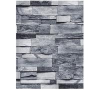 Papier Peint - XVX - Brique Gris Vintage - 500x45 cm - Effet Pierre Texturé - Adhésif