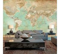 Papier peint XXL Turquoise World Map II-Taille L 500 x H 280 cm Imprimé G