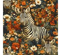 Papier peint Zèbre Fleurs épais mat 44x300 cm à décoller et à coller Rétro Art papier de contact autocollant en plastique avec dos adhésif couverture de plan de travail table
