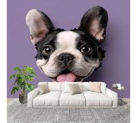 Papier Peints Geant Panoramique, 3d Animaux Bouledogue FrançAis Personnalisé 3D, Pour Salon Chambre D'Enfant Murale Papier Peint Violet Maison Décoration Intérieure 200x140 cm