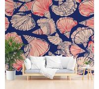 Papier Peints Panoramique Coquillages Vintage Abstrait Poster Mural xxl Personnalisé 3D, Moderne Vie Marine et Coquillages Papier Peint Chambre Chambre D'Enfant Décoration Murale 350x256cm(L x H)