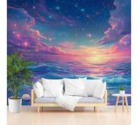 Papier Peints Panoramique Coucher de Soleil Galactique Poster Mural xxl Personnalisé 3D, Moderne Vie Marine et Coquillages Papier Peint Chambre Chambre D'Enfant Décoration Murale 200x140cm(L x H)