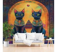Papier Peints Panoramique Décor Architectural ethnique Vintage Poster Mural xxl Personnalisé 3D, Moderne Chat Animal Vintage Papier Peint Chambre Chambre D'Enfant Décoration Murale 250x175cm(L x H)